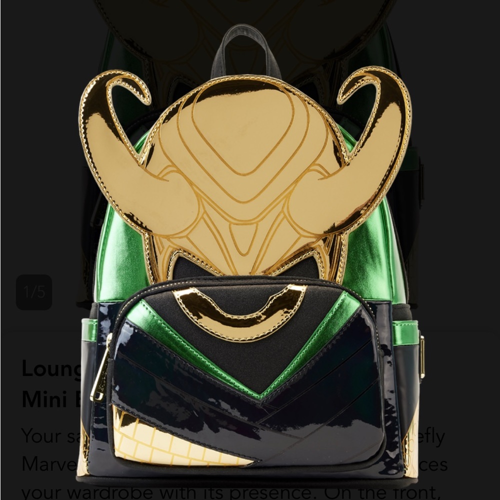NWT - Loungefly Marvel Metallic Loki Mini Backpack